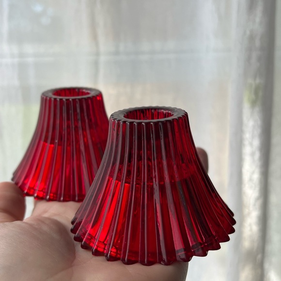 Red Glass Candle holders - Picture 5 of 8